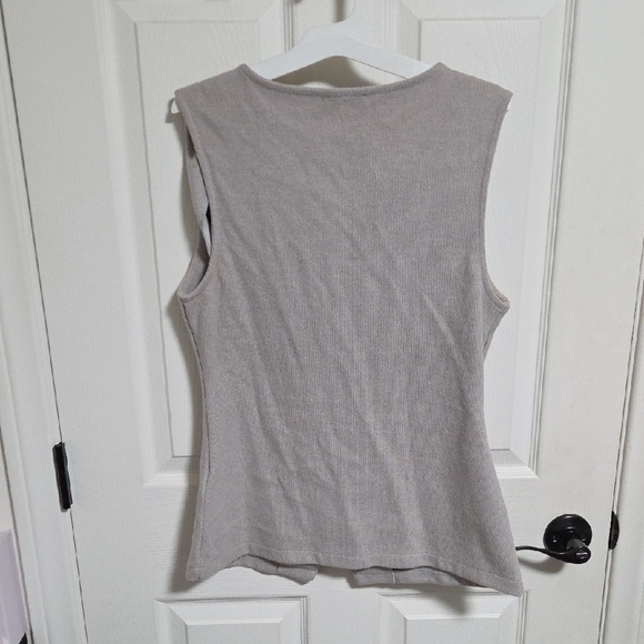 Zara Light Taupe Ribbed Button-Front Tank - Picture 5 of 6